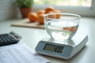 Balance de cuisine avec bol contenant 400 ml d'eau