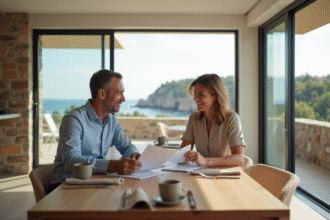 Couple français à la maison de vacances au bord de la côte