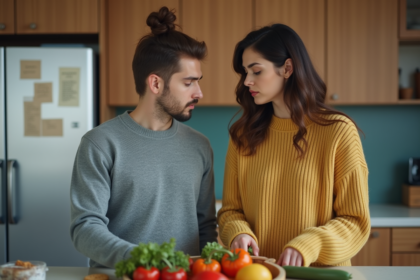 Jeunes adultes en dispute dans une cuisine moderne