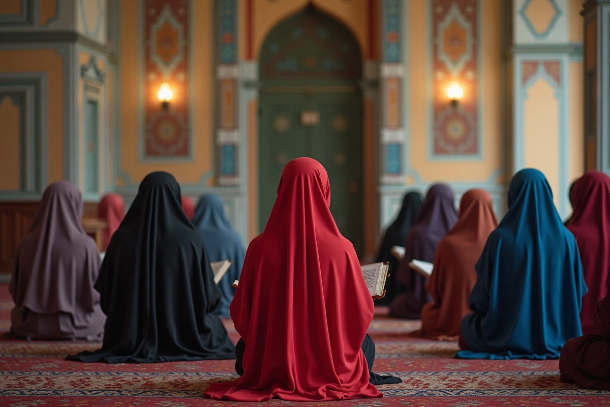 Femmes en hijab dans la salle de prière d