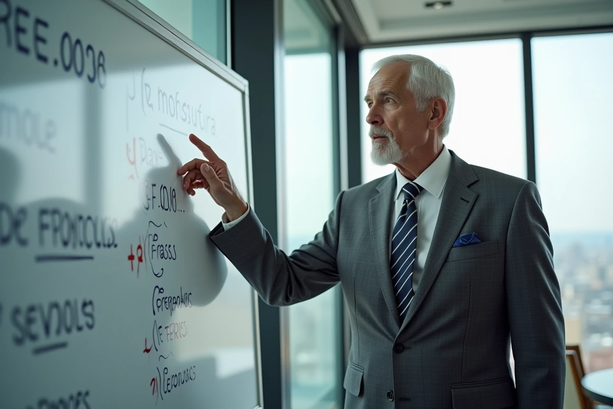 Homme en costume explique des expressions françaises modernes