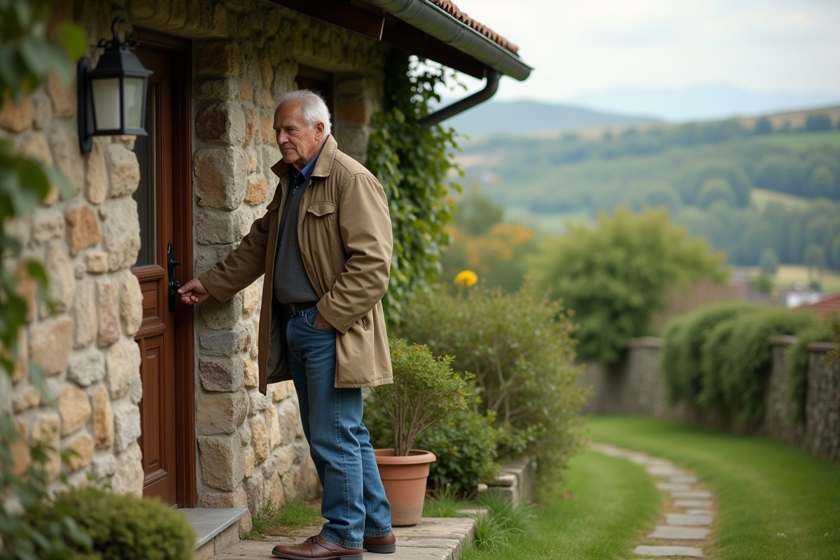 Homme fermant la porte d