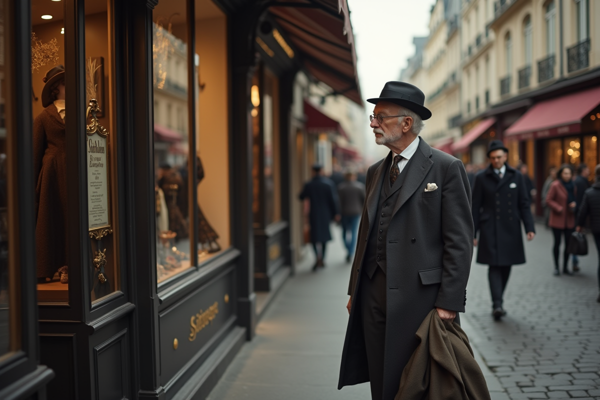 Homme d age dans une rue parisienne ancienne