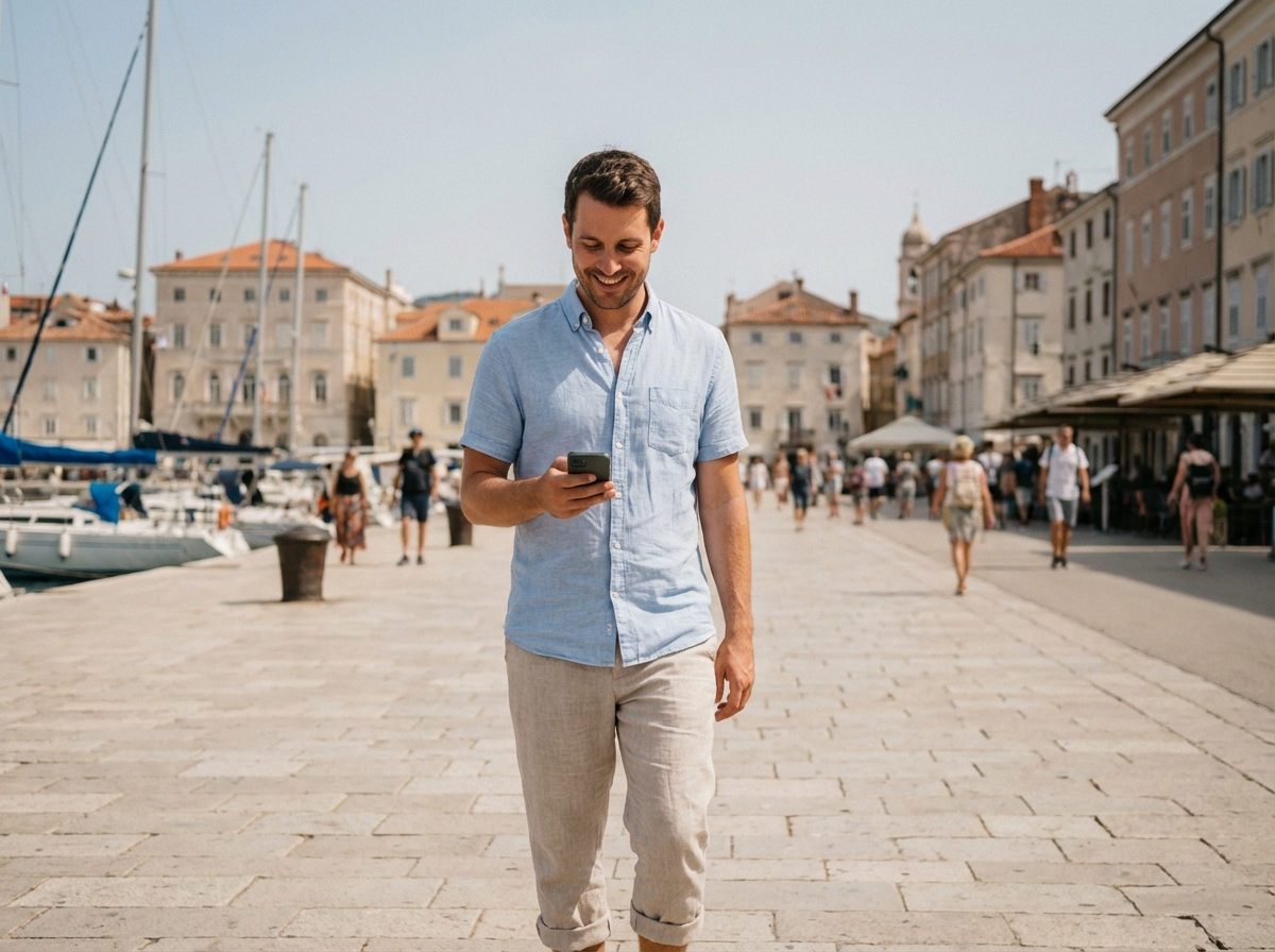 Jeune homme se promenant au bord de l