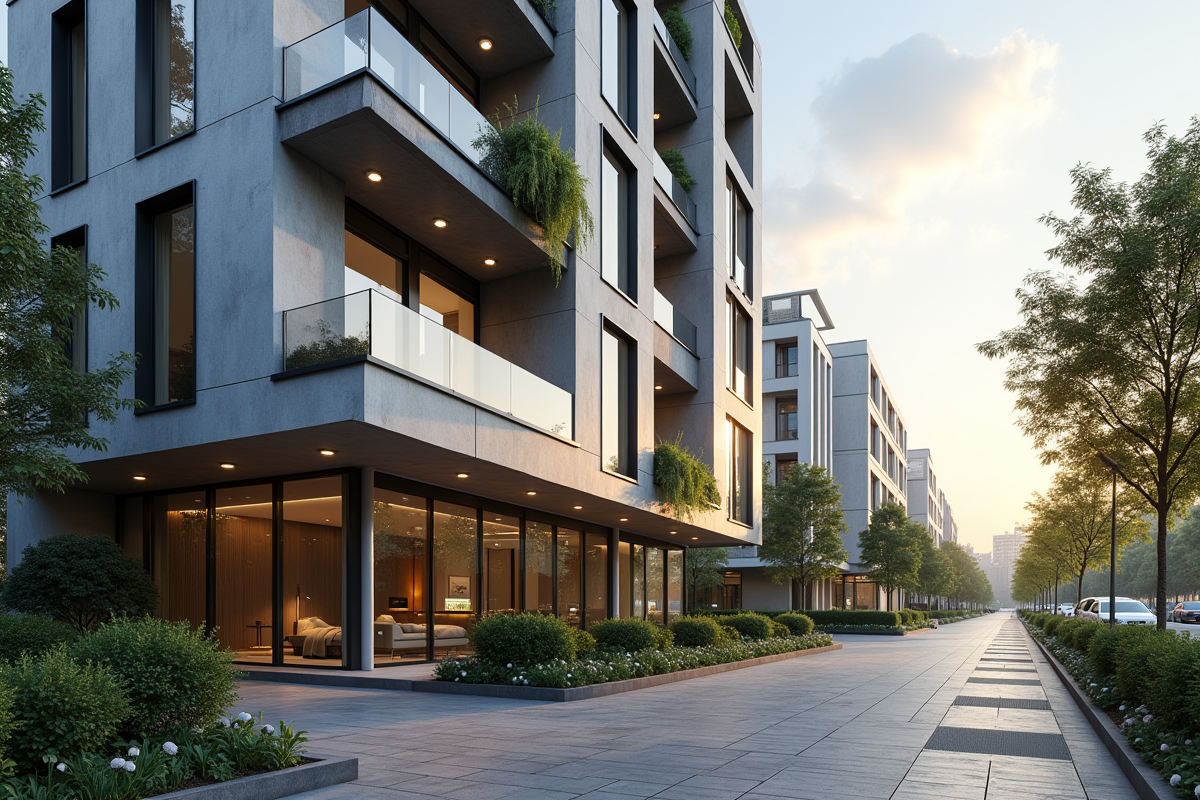 Façade d un immeuble moderne dans un quartier d affaires au matin