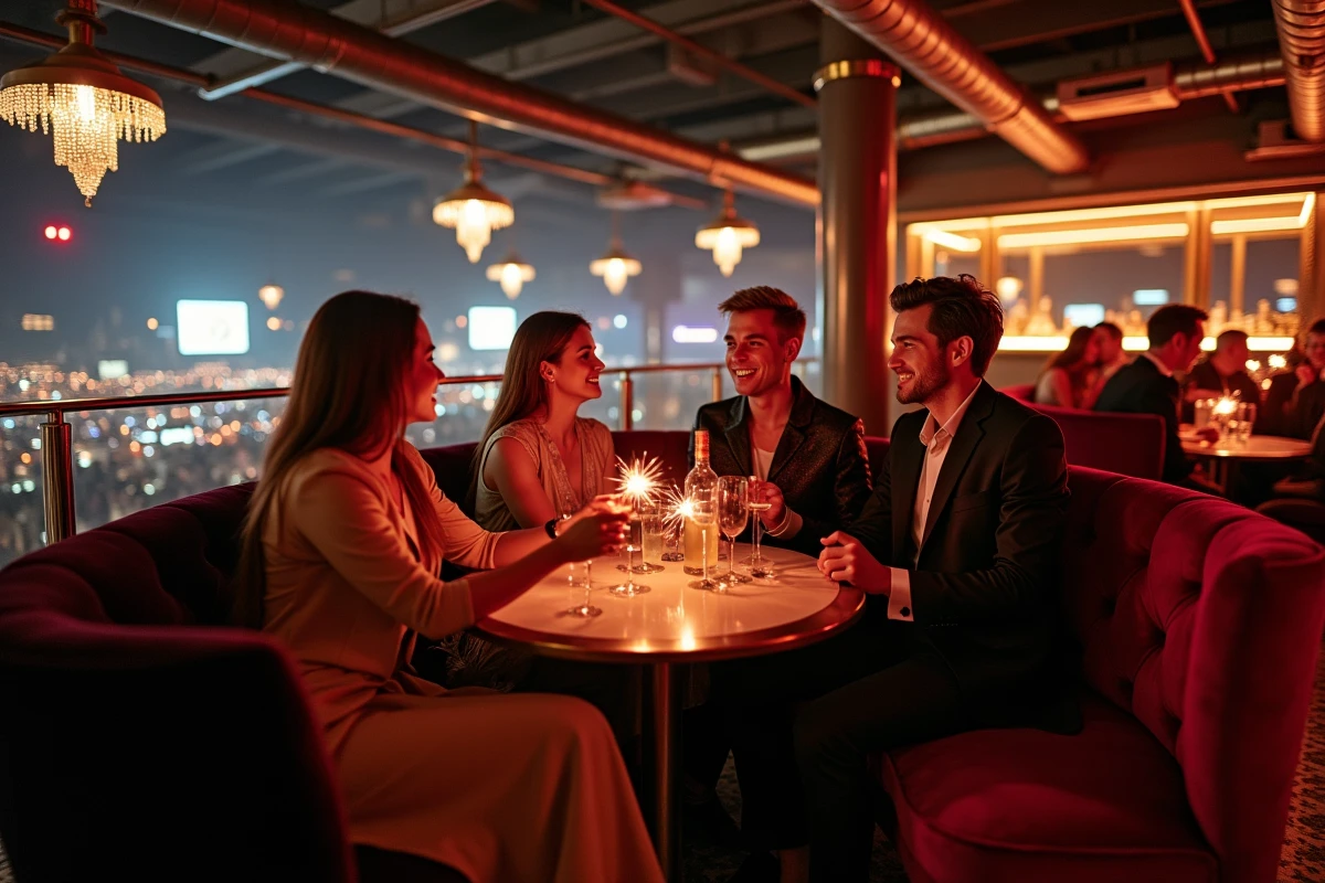 Espace VIP du Kripton Club avec service bouteille et ambiance festive en mezzanine