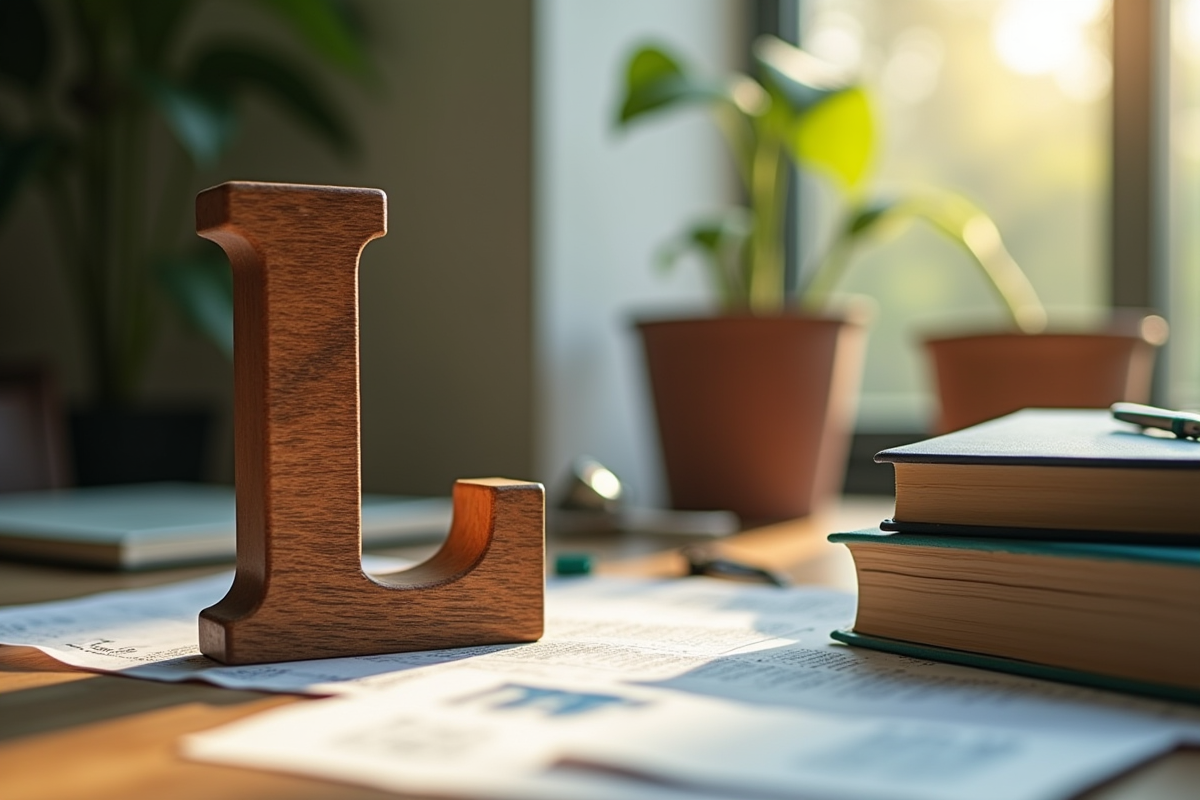 Lettre L en bois entourée d