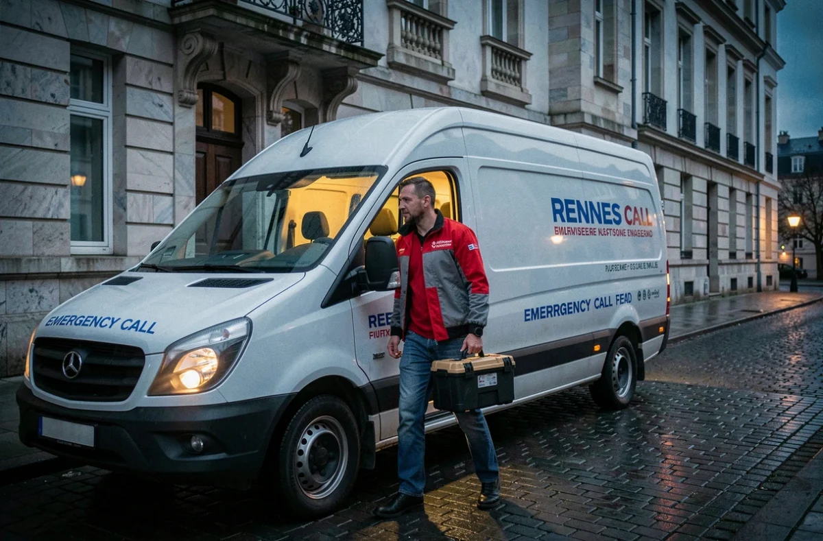 Serrurier Pascal Choquet Assistance arrivant en urgence avec sa camionnette sur une rue résidentielle de Rennes