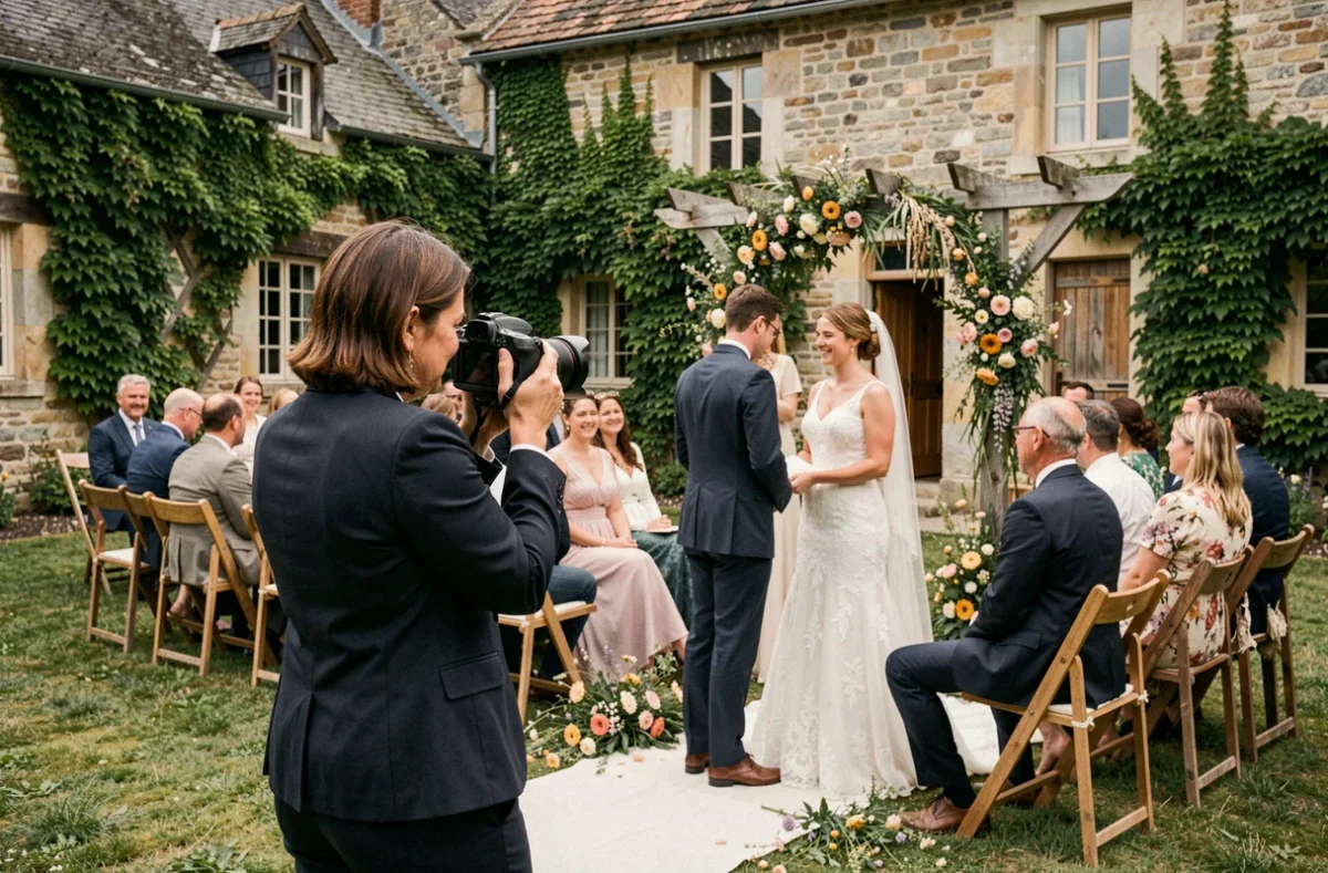 Photographe de mariage Presto Mariage capturant une cérémonie dans une ferme normande de la Manche