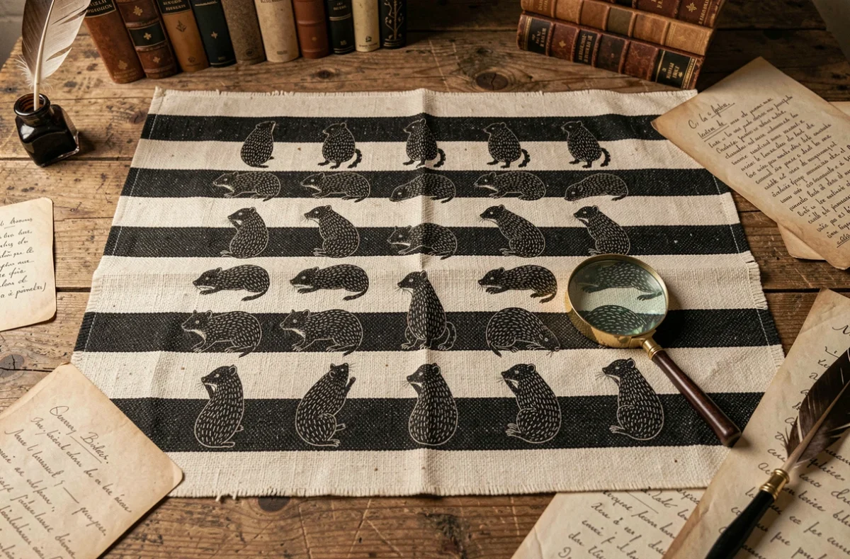 Vue aérienne du drapeau breton Gwenn-ha-Du avec les onze hermines et une loupe sur une table de chercheur historique